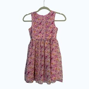 Blueberi Boulevard Girls Pink Floral Sleeveless Dress Size Small Sparkle Easter